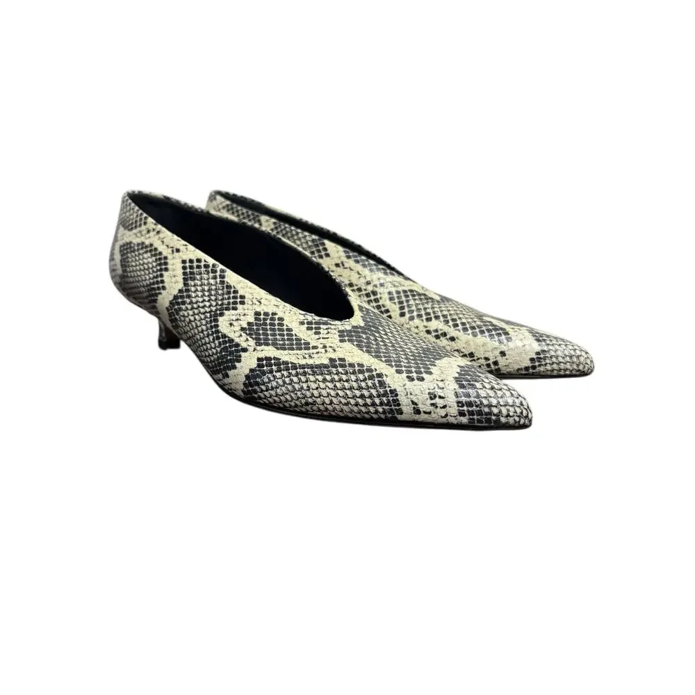 Aeyde Clara Pointed Toe Pumps Creamy Snake Size 38 8 - Picture 2 of 7